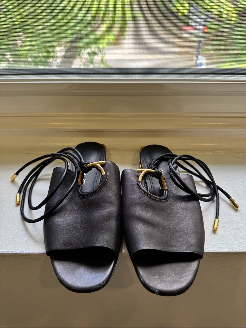 Salvatore Ferragamo Laino Leather Lace-Up Mules